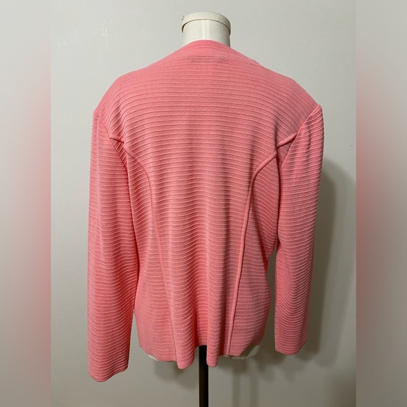 Ming Wang Women's Flamingo Pink Ottoman Rib One Button Knit Jacket Size Medium - Picture 3 of 8